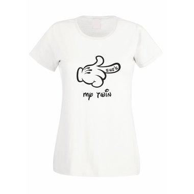 Damen T-Shirt - Mickey Hand RECHTS - Shes my twin