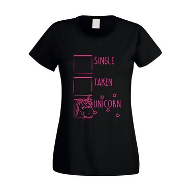 Damen T-Shirt - Single, Taken, Unicorn