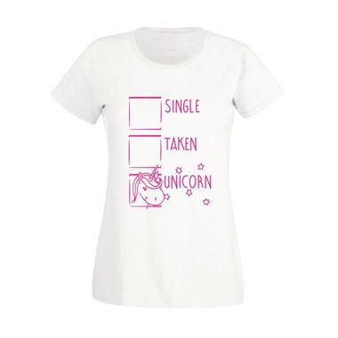 Damen T-Shirt - Single, Taken, Unicorn