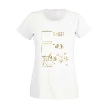Damen T-Shirt - Single, Taken, Unicorn