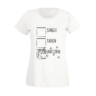 Damen T-Shirt - Single, Taken, Unicorn