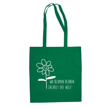 Jutebeutel Baumwolltasche - Wo Blumen blhen lchelt die Welt