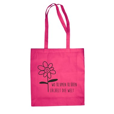 Jutebeutel Baumwolltasche - Wo Blumen blhen lchelt die Welt