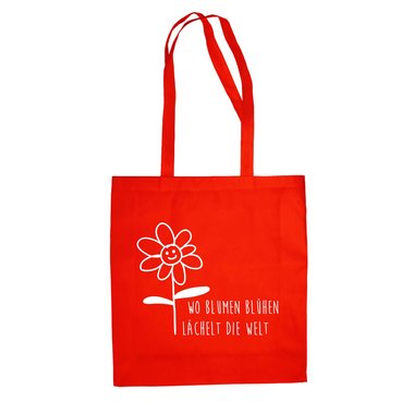 Jutebeutel Baumwolltasche - Wo Blumen blhen lchelt die Welt