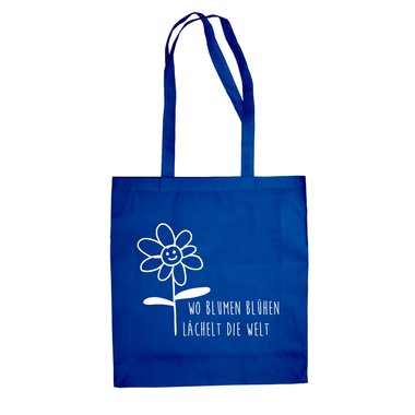 Jutebeutel Baumwolltasche - Wo Blumen blhen lchelt die Welt