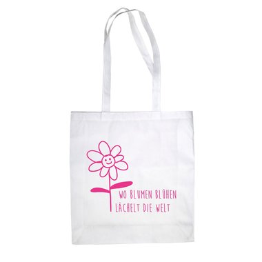 Jutebeutel Baumwolltasche - Wo Blumen blhen lchelt die Welt