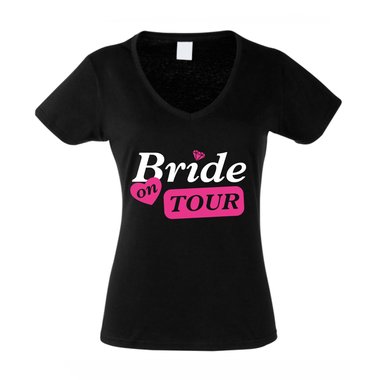 JGA Damen T-Shirt V-Ausschnitt - Bride on Tour