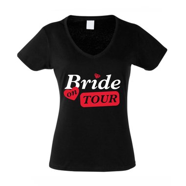 JGA Damen T-Shirt V-Ausschnitt - Bride on Tour