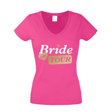JGA Damen T-Shirt V-Ausschnitt - Bride on Tour