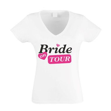 JGA Damen T-Shirt V-Ausschnitt - Bride on Tour
