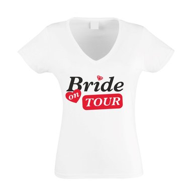 JGA Damen T-Shirt V-Ausschnitt - Bride on Tour