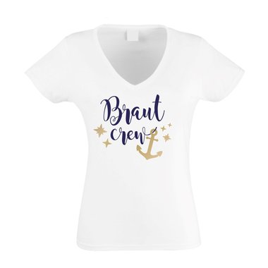 JGA Damen T-Shirt V-Ausschnitt - Braut Crew