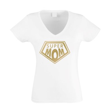 Damen T-Shirt V-Ausschnitt - Super Mom
