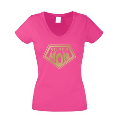 Damen T-Shirt V-Ausschnitt - Super Mom