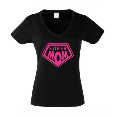 Damen T-Shirt V-Ausschnitt - Super Mom