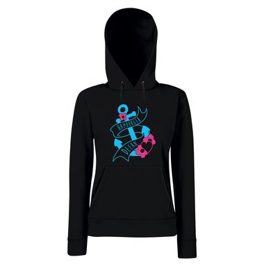 Damen Hoodie - Hamburger Deern schwarz-cyan L