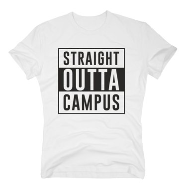 Herren T-Shirt - Straight outta Campus weiss-schwarz 4XL