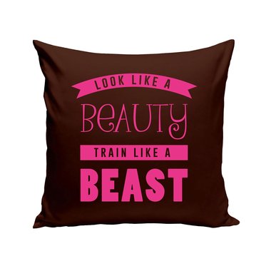 Dekokissen - Look like a Beauty, train like a Beast braun-fuchsia