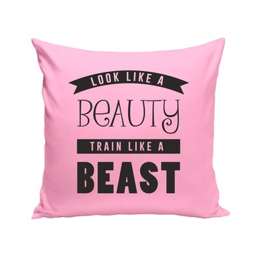 Dekokissen - Look like a Beauty, train like a Beast braun-fuchsia