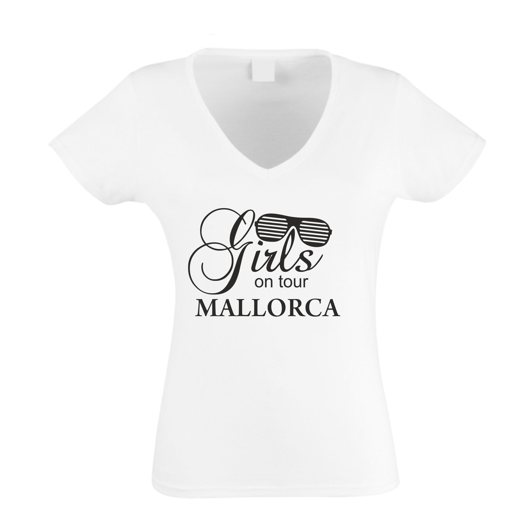 Damen VNeck TShirt Girls on Tour Frauen Shirt Mallorca Malle